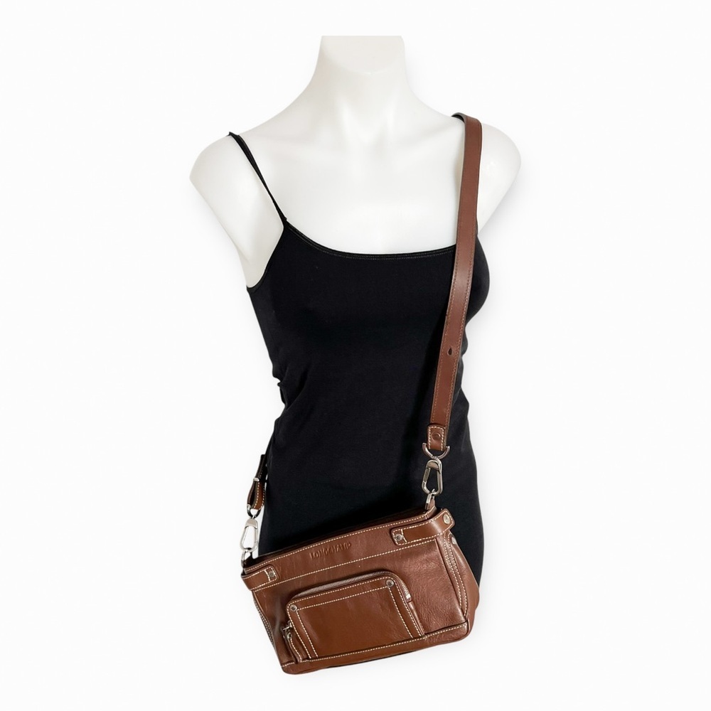 LONGCHAMP  Leather Double Decker Crossbody Bag